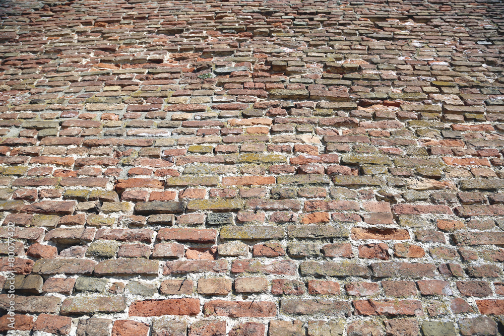 Naklejka premium red brick wall texture grunge background of interior