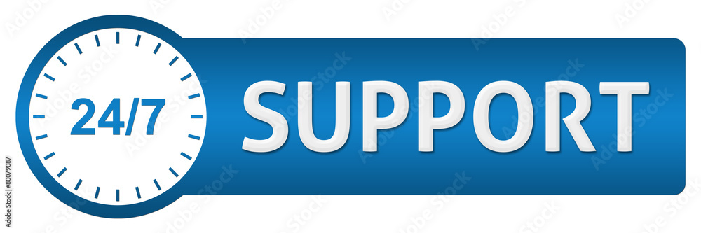 Support With Clock Blue Horizontal