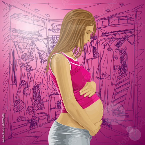 Vector Pregnant Female With Belly
