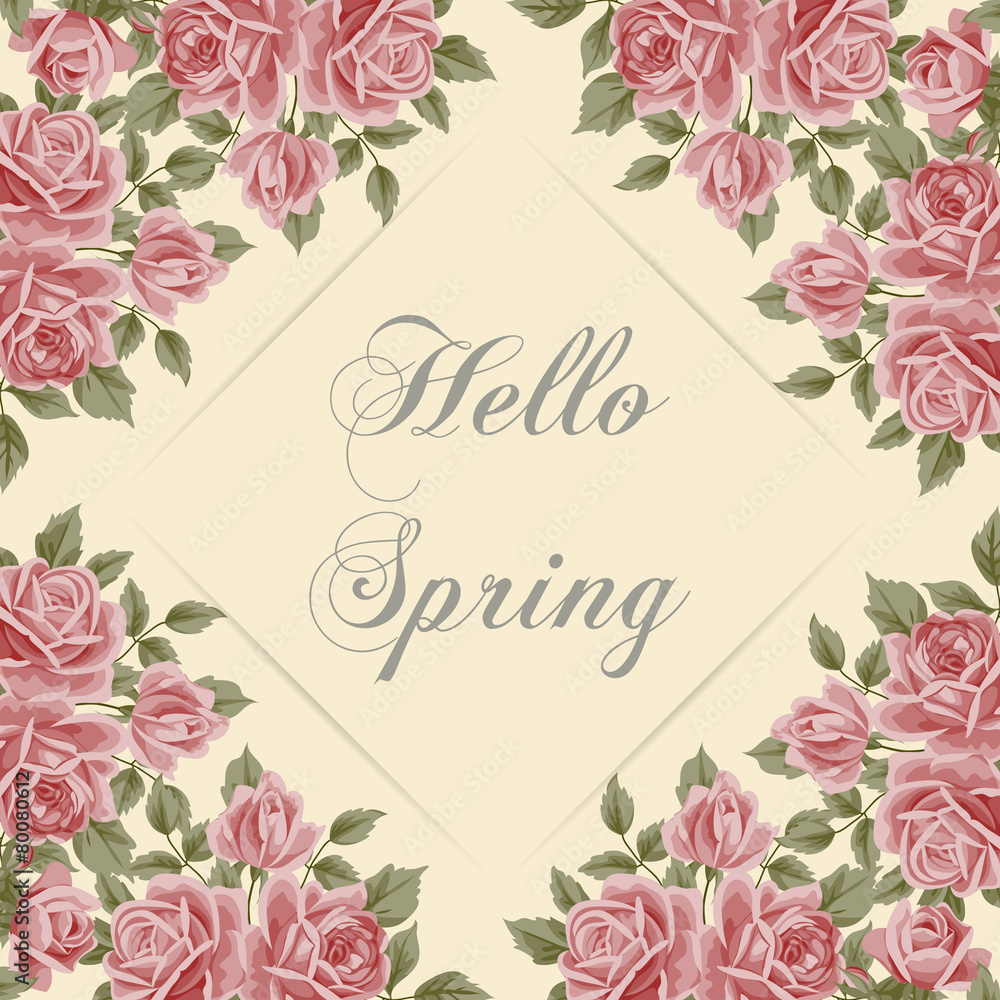 Vector illustration with text hello spring