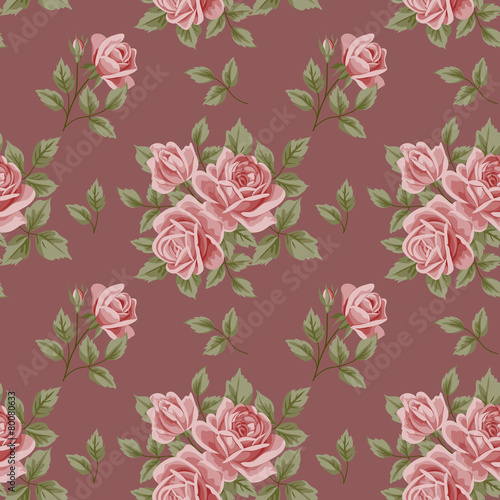 Vintage seamless pattern with roses © nonikastar