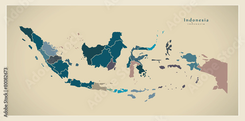 Modern Map - Indonesia with provinces ID