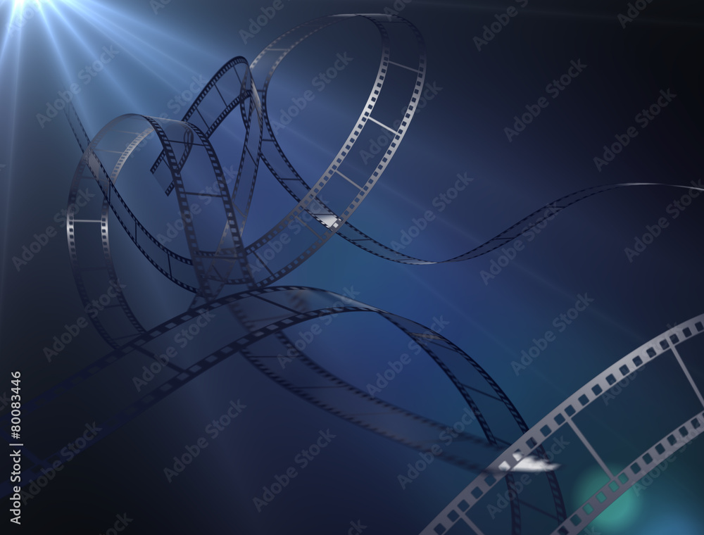 3d render filmstrip in the light rays