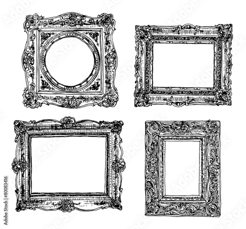Set of hand drawn picture frames