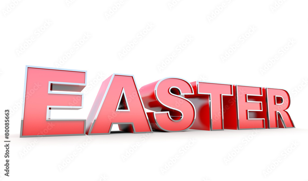 Fototapeta premium Red text of Easter Greetings on white background
