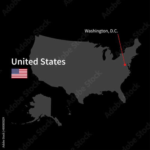 Detailed map of United States and capital city Washington with