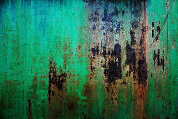 Fototapete Metall old rusty metal background with cracked paint  © andrii kornev