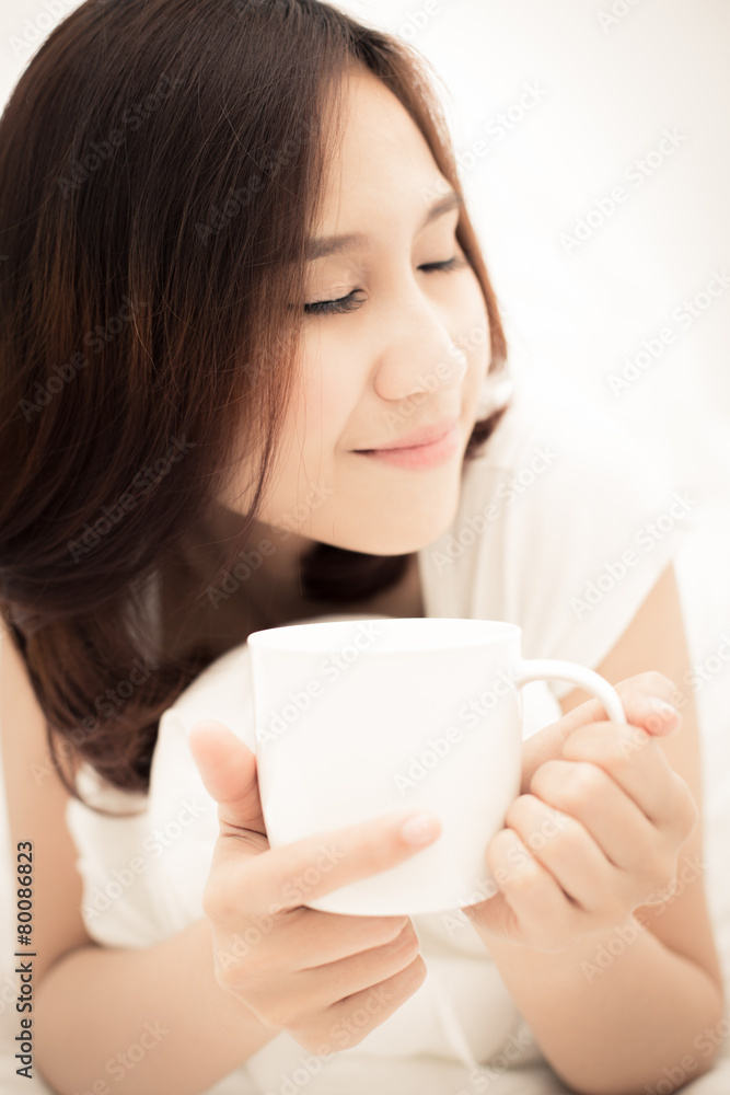 Portrait of a beautiful young woman in bed Portrait of a beautiful young woman in bed