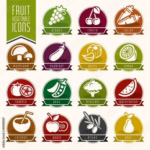 Fruit and Vegetable Icon Set