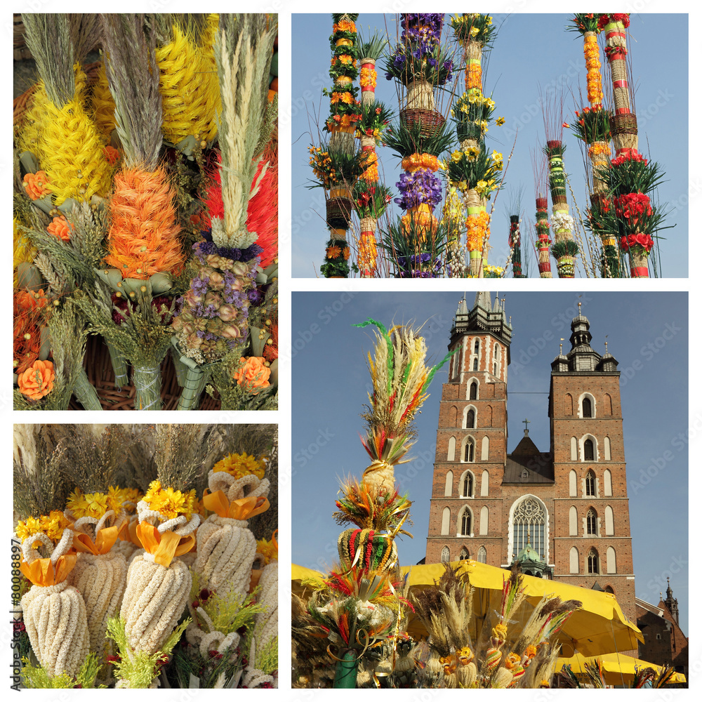 Naklejka premium Palm Sunday traditions in Poland - collage
