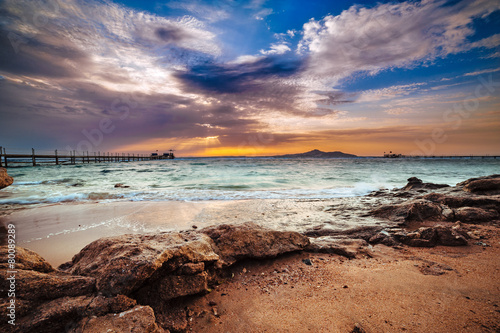 Colorful sunset over the Red sea