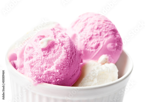 Ice Cream Balls Macro. Beautiful Scoops of Ice-Cream close up.