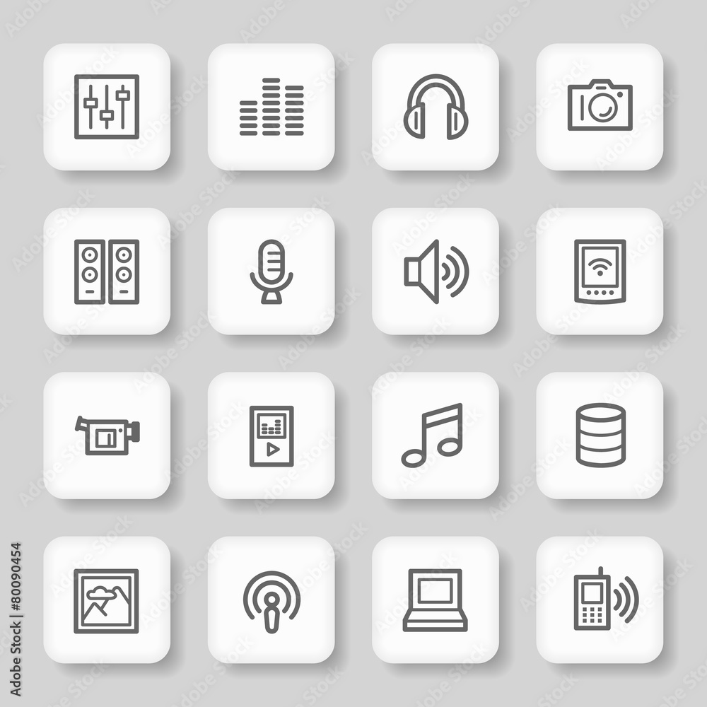 Media Web Icons Set Media Web Icons Set