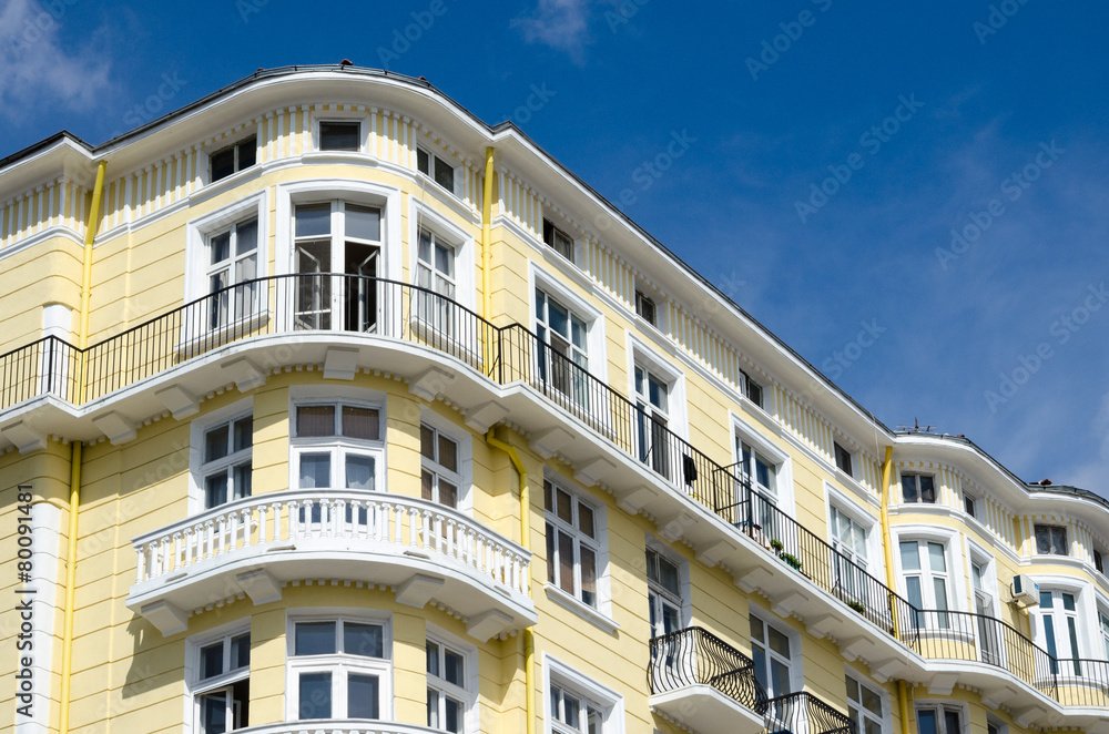 Detail of old buildings from the center of Sofia, Bulgaria