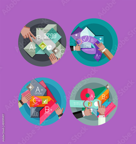 Set of flat design circle infographic icons