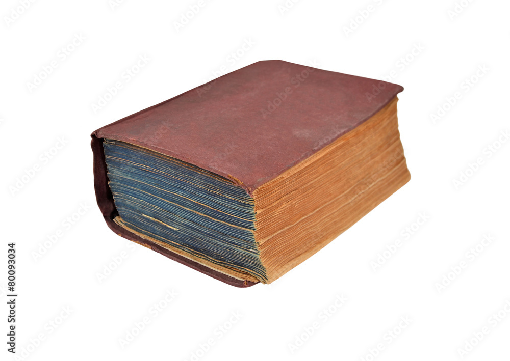 Dirty antique book, isolated on white background Dirty antique book, isolated on white background