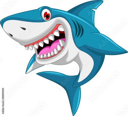 Fotografie, Obraz angry shark cartoon