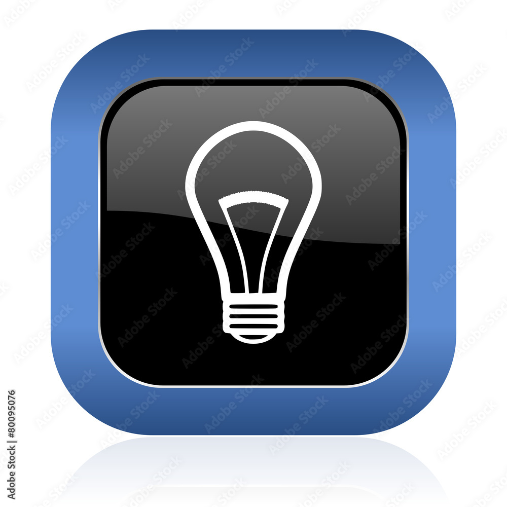 bulb square glossy icon light bulb sign