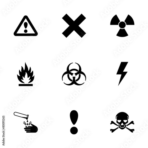Vector black danger icon set