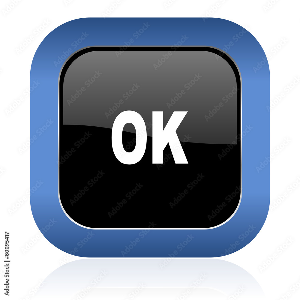 ok square glossy icon