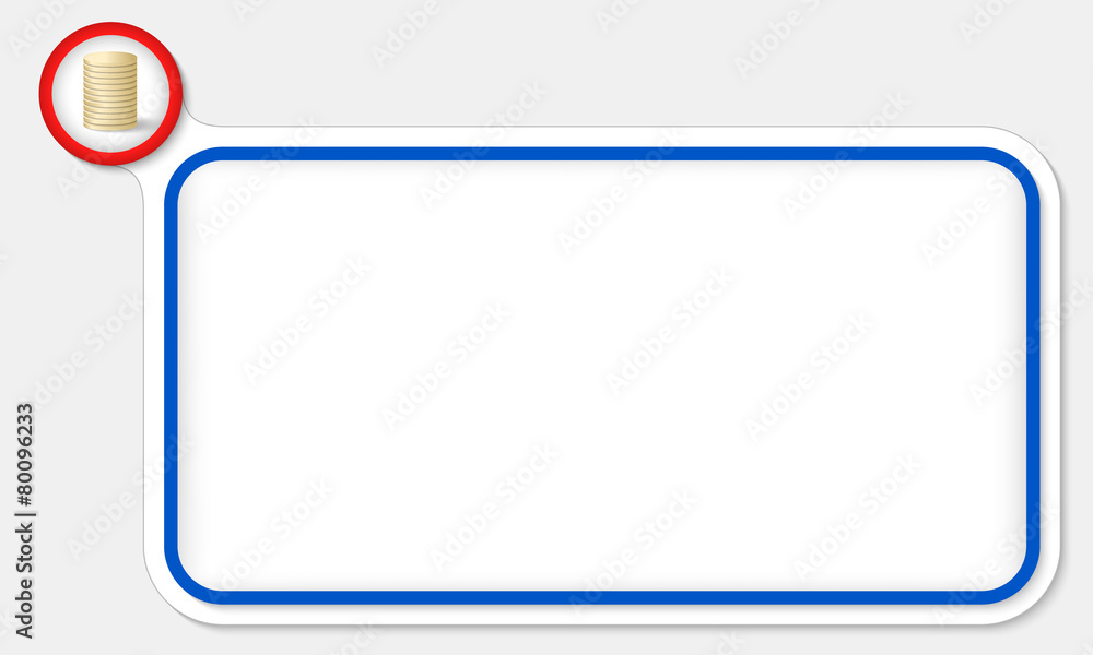 Blue frame for your text and coin Blue frame for your text and coin