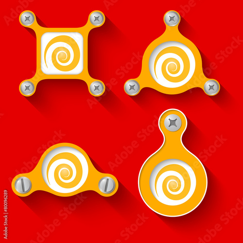 abstract yellow objects and screws and spiral