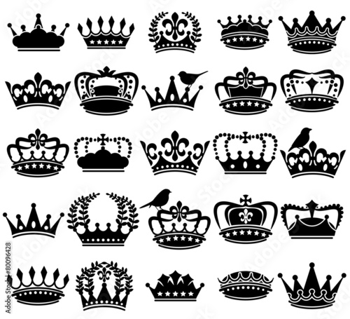Vector Collection of Vintage Style Crown Silhouettes