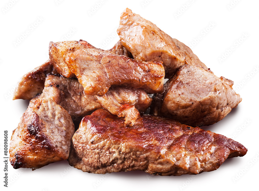Roasted meat pieces. File contains clipping paths. Roasted meat pieces. File contains clipping paths.