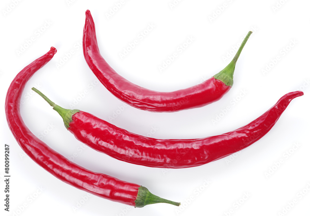Red peppers on a white background. Red peppers on a white background.