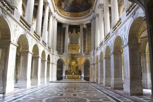 Interior of old cathedral in Paris, France