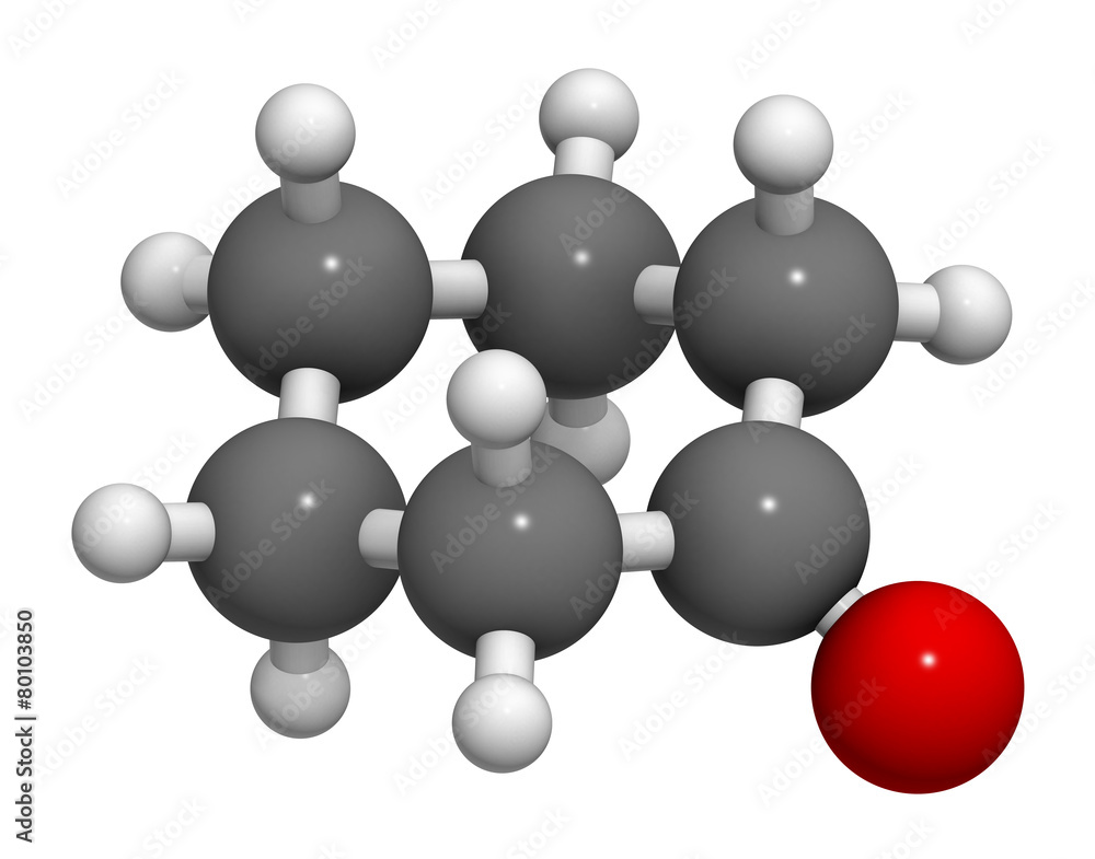 Cyclohexanone organic solvent molecule. Cyclohexanone organic solvent molecule.