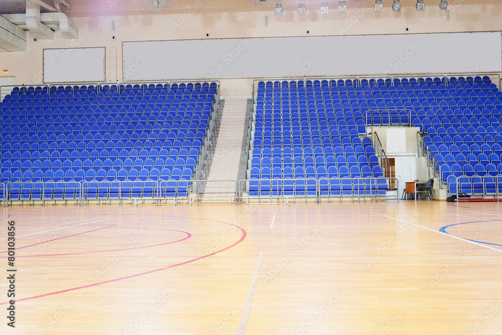 Fototapeta premium Blue stadium seats hall handball