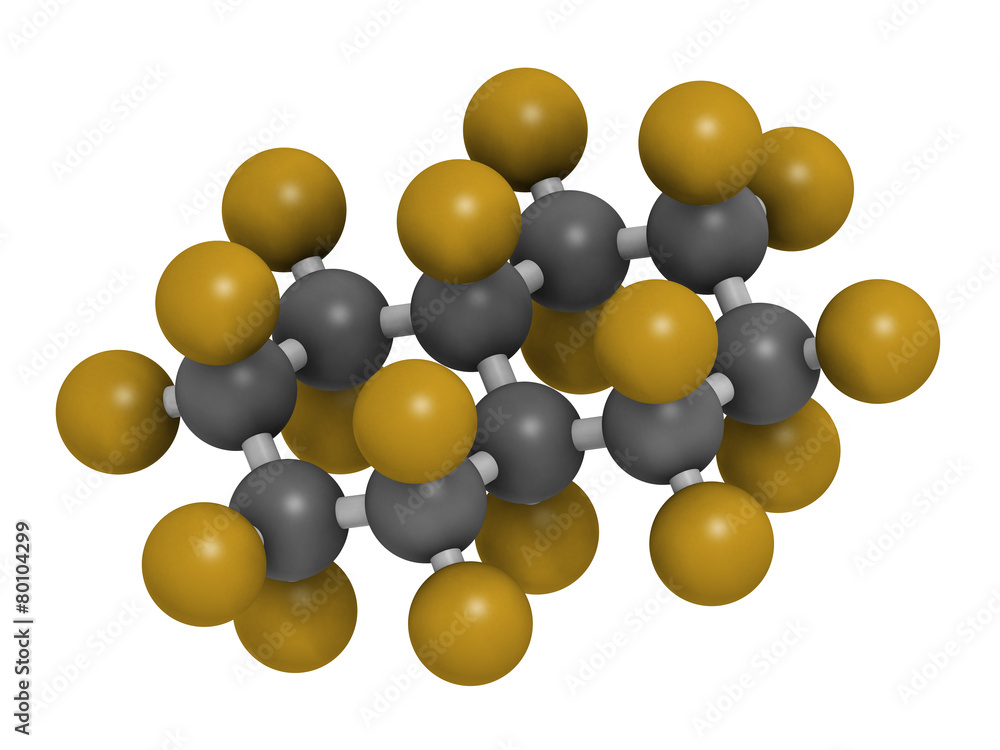 Perfluorodecalin fluorocarbon molecule. Perfluorodecalin fluorocarbon molecule.