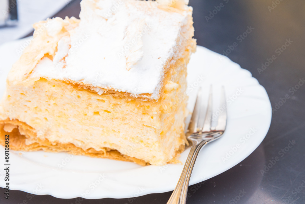 Obraz premium Original delicious Croatian pastry kremsnita from Samobor on a p