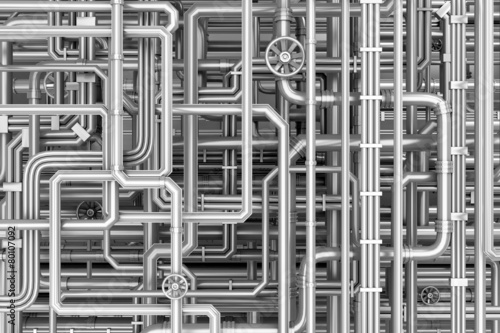 Maze of metal pipes background