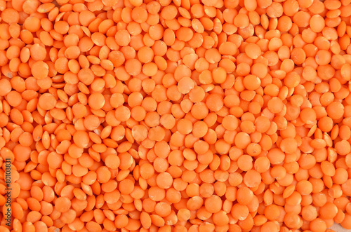 Close up of dried red lentil background photo