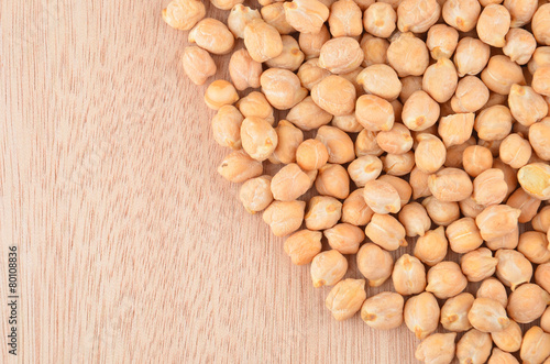 Close up of chickpea on wooden background