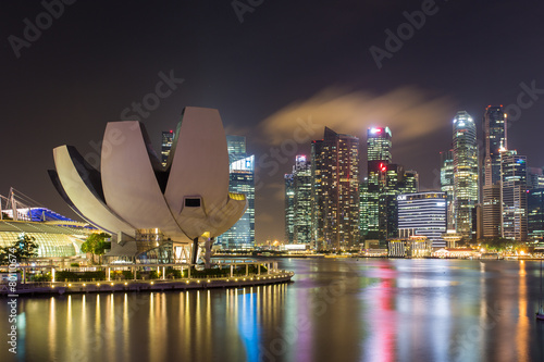 Canvas Print ArtScience Museum in Singapore with Central business district