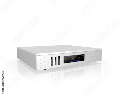 silver stereo hi-fi receiver ,on white background