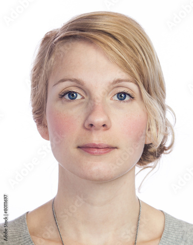 Mugshort of a Beautiful  Woman with no facial Expression