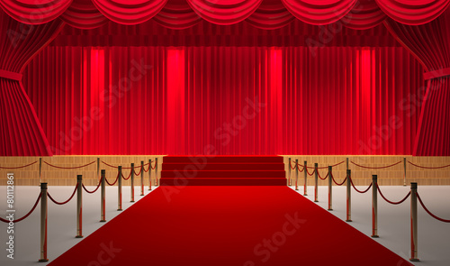 theater room with red carpet