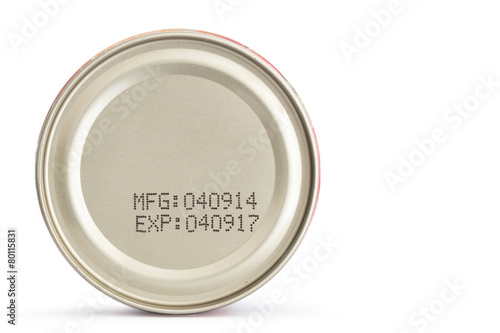 Macro expiration date on canned food photo