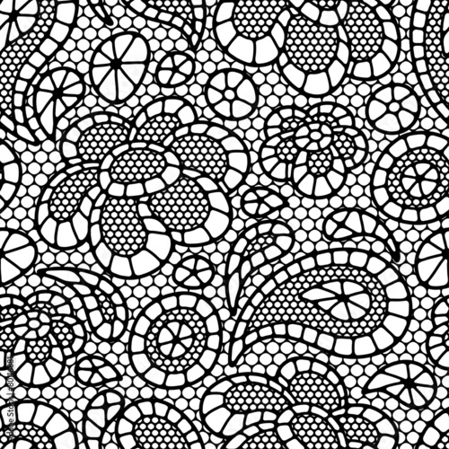 Seamless vintage fashion lace pattern with abstract flowers