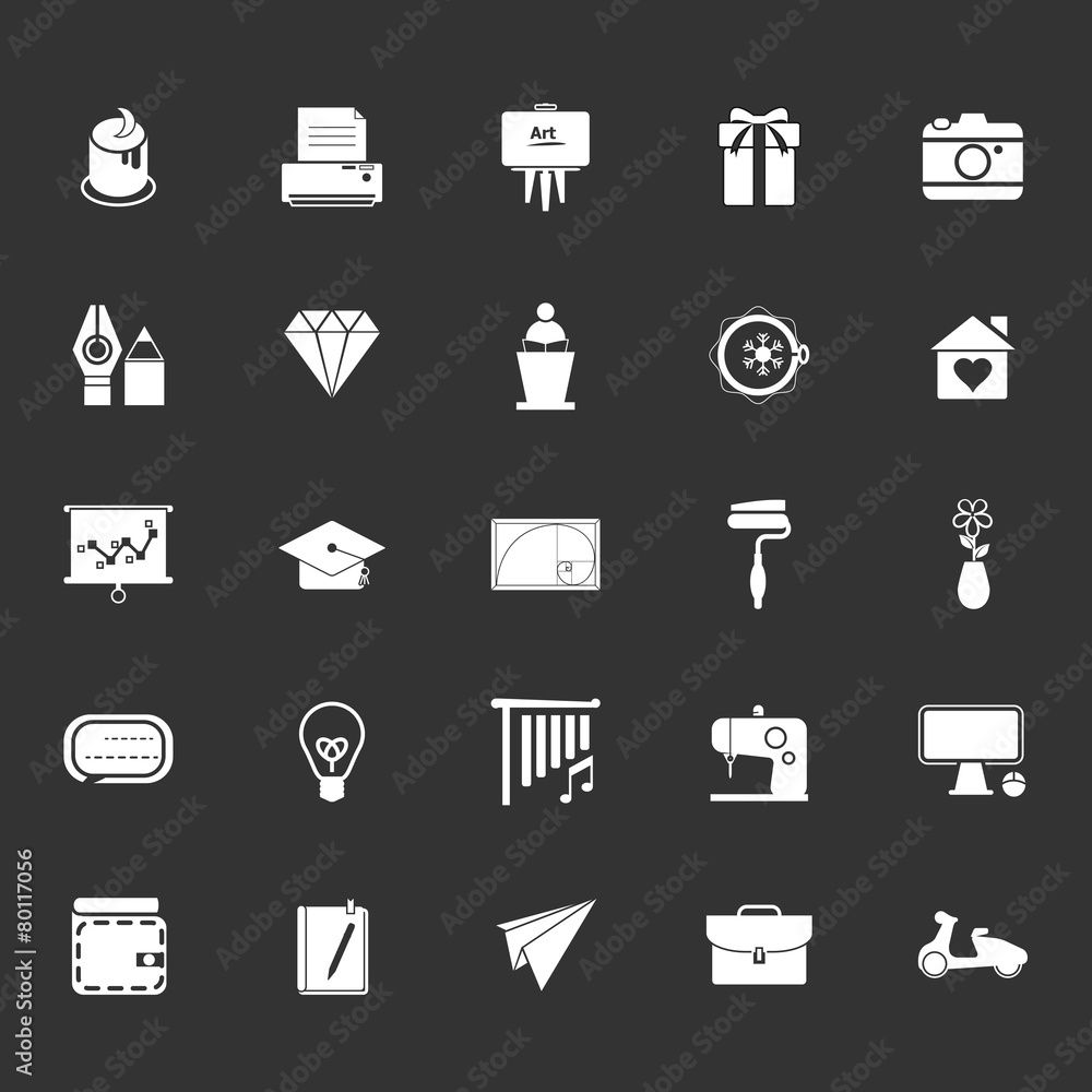 Art and creation icons on gray background Art and creation icons on gray background