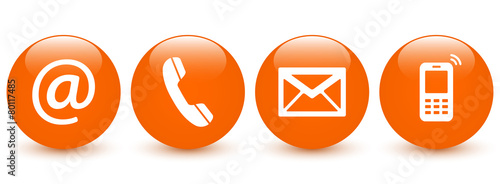 Set of orange glossy ball icons – Contact Us