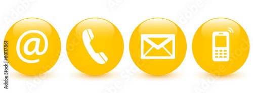 Set of yellow glossy ball icons – Contact Us