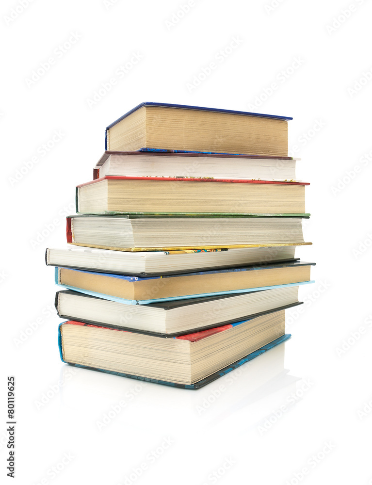 stack of books isolated on white background close-up stack of books isolated on white background close-up