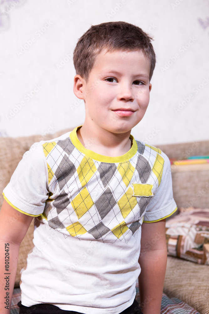 Smiling Caucasian preschool boy portrait, looking at camera Smiling Caucasian preschool boy portrait, looking at camera