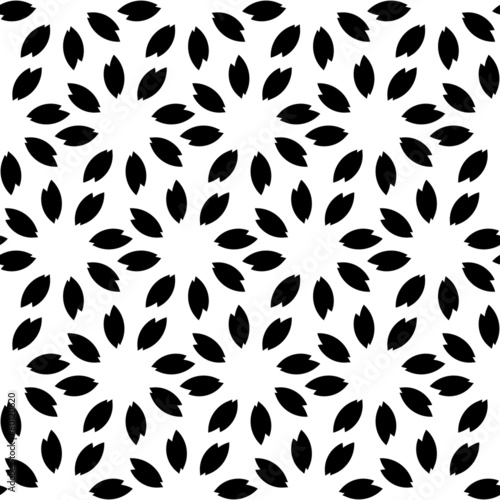 Black and white seamless pattern with flower style.