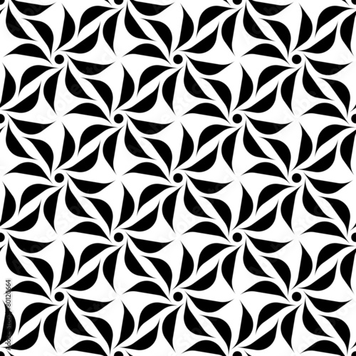 Black and white seamless pattern with flower style.